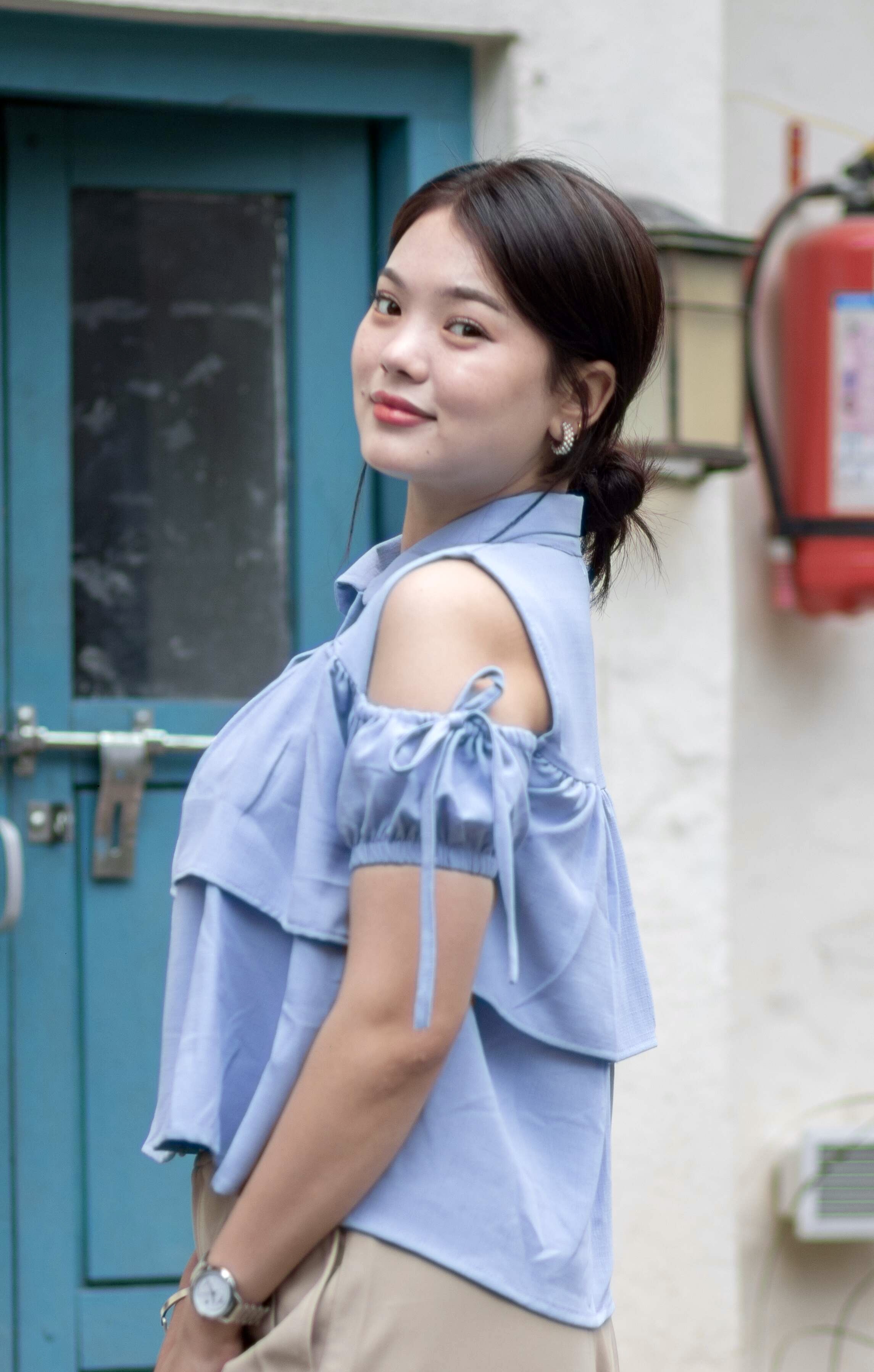 Aurora Blue Ruffled Top